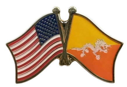 Bhutan flag double pin