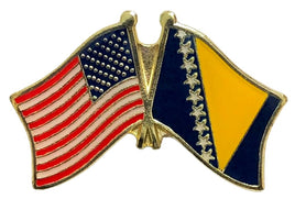 Bosnia World Flag Lapel Pin  - Double