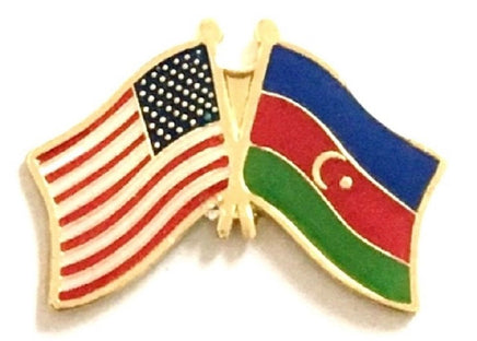 Azerbaijan World Flag Lapel Pin  - Double