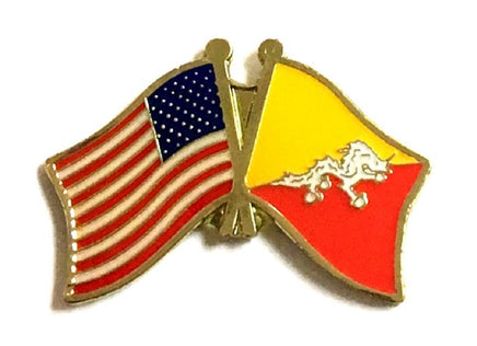 Bhutan World Flag Lapel Pin  - Double