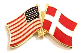 Denmark World Flag Lapel Pin  - Double