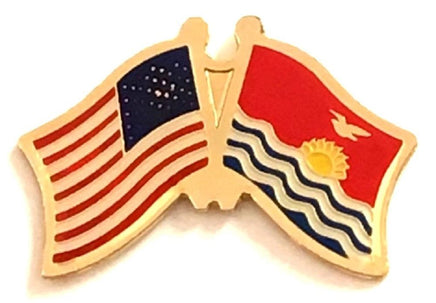 Kiribati World Flag Lapel Pin  - Double