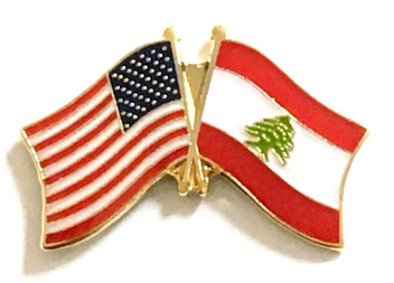 Lebanon World Flag Lapel Pin - Double