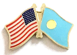 Palau World Flag Lapel Pin  - Double