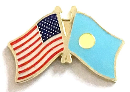 Palau World Flag Lapel Pin - Double