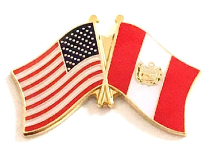 Peru World Flag Lapel Pin  - Double