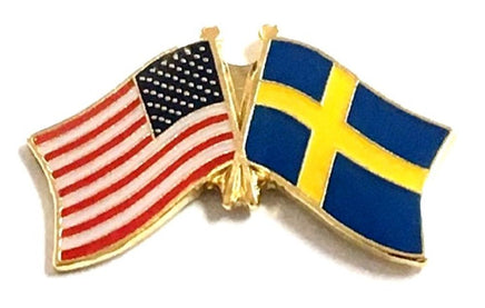 Sweden World Flag Lapel Pin  - Double