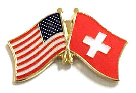 Switzerland World Flag Lapel Pin  - Double