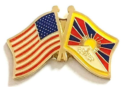 Tibet World Flag Lapel Pin - Double