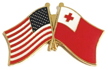 Tonga World Flag Lapel Pin  - Double