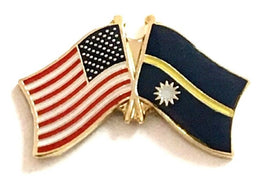 Nauru World Flag Lapel Pin - Double