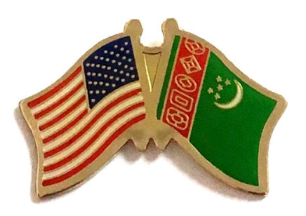 Turkmenistan World Flag Lapel Pin - Double