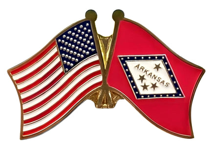 Arkansas and United States flags lapel pin