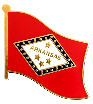 an Arkansas state flag pin