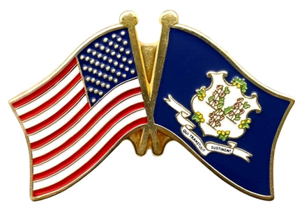 Connecticut and United States Double Flag Pin