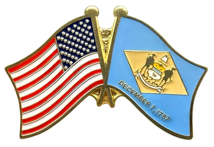 Delaware and United States flags lapel pin