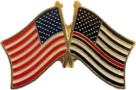 Fire Memorial Flag Lapel Pin  - Double