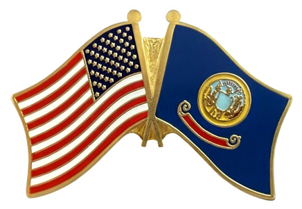 Idaho and United States flags lapel pin
