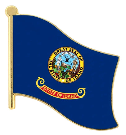 an Idaho state flag pin