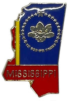 Mississippi map pin with flag background