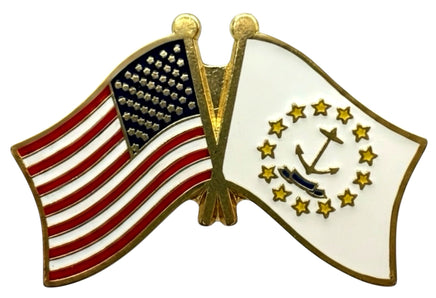 Rhode Island and United States Double Flag Pin
