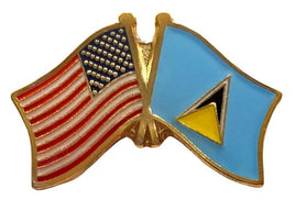 St. Lucia World Flag Lapel Pin - Double