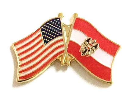 Austria w/Eagle World Flag Lapel Pin - Double