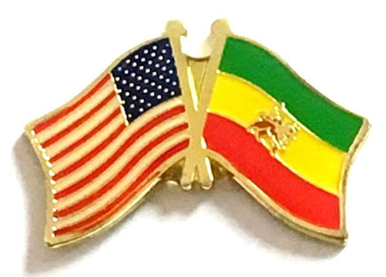 Ethiopia w/Lion World Flag Lapel Pin - Double