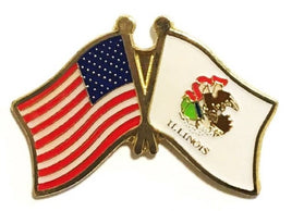 Illinois Flag Lapel Pin - Double