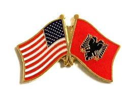 Albania World Flag Lapel Pin  - Double