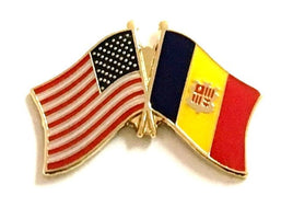 Andorra World Flag Lapel Pin  - Double