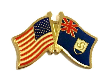 Anguilla World Flag Lapel Pin  - Double