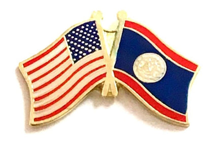 Belize World Flag Lapel Pin  - Double
