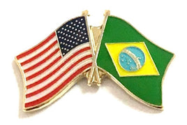 Brazil World Flag Lapel Pin  - Double