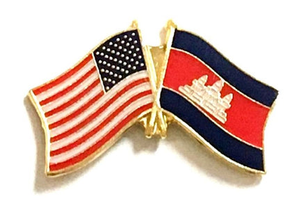 Cambodia World Flag Lapel Pin  - Double