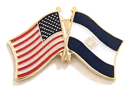 El Salvador World Flag Lapel Pin  - Double