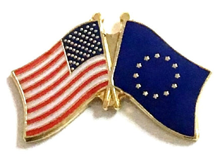 European Union World Flag Lapel Pin  - Double
