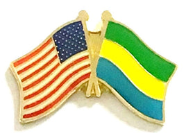 Gabon World Flag Lapel Pin  - Double