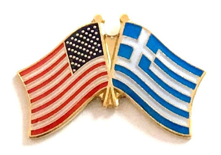 Greece World Flag Lapel Pin  - Double