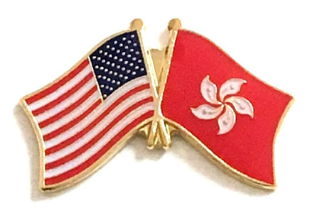 Hong Kong World Flag Lapel Pin  - Double