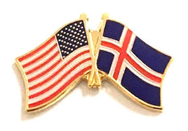 Iceland World Flag Lapel Pin  - Double