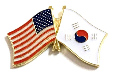 South Korea World Flag Lapel Pin  - Double