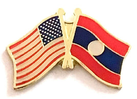 Laos World Flag Lapel Pin  - Double