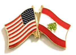 Lebanon World Flag Lapel Pin  - Double