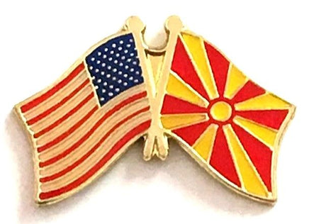 Macedonia World Flag Lapel Pin  - Double