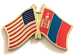 Mongolia World Flag Lapel Pin  - Double