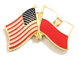 Poland with Eagle World Flag Lapel Pin  - Double