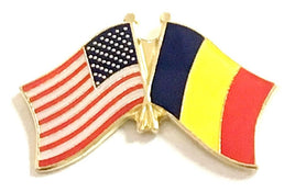 Romania World Flag Lapel Pin  - Double