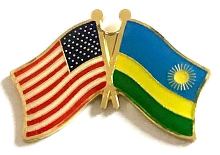 Rwanda World Flag Lapel Pin  - Double