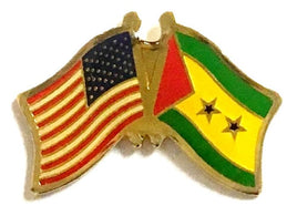 Sao tome World Flag Lapel Pin  - Double